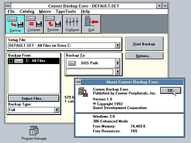 Conner Backup Exec 1.0